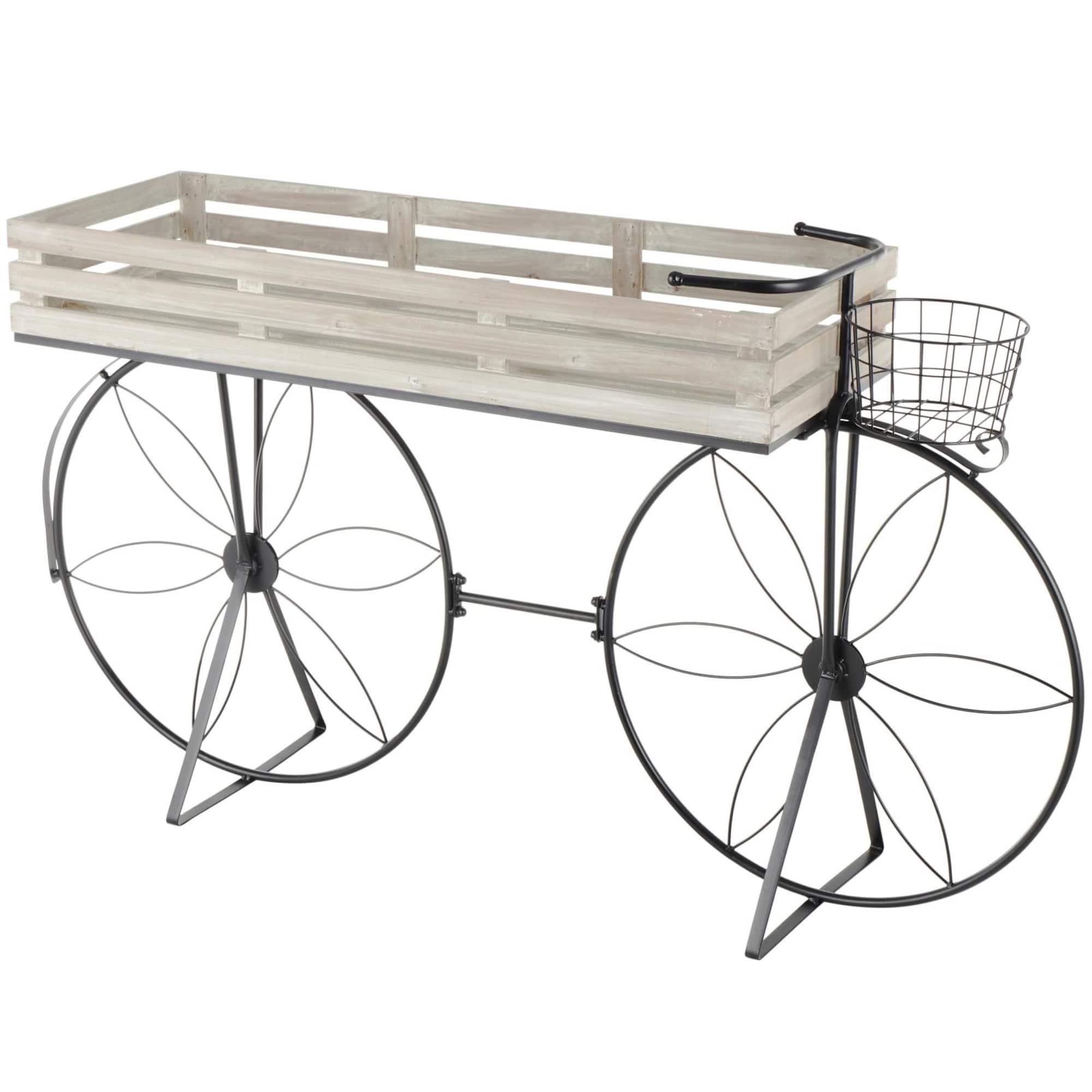 56" Cream Metal Floral Plantstand